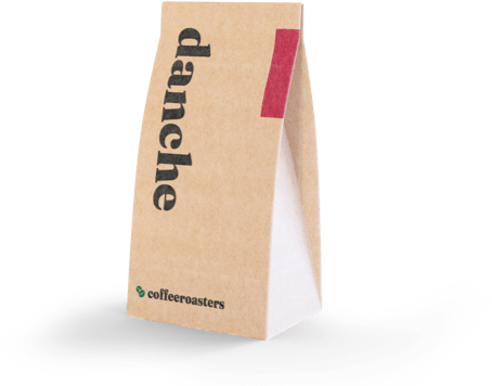 Paper bag of coffee labelled Danche