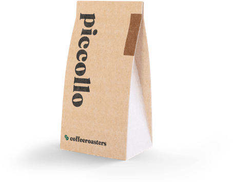 Paper bag of coffee labelled Piccollo